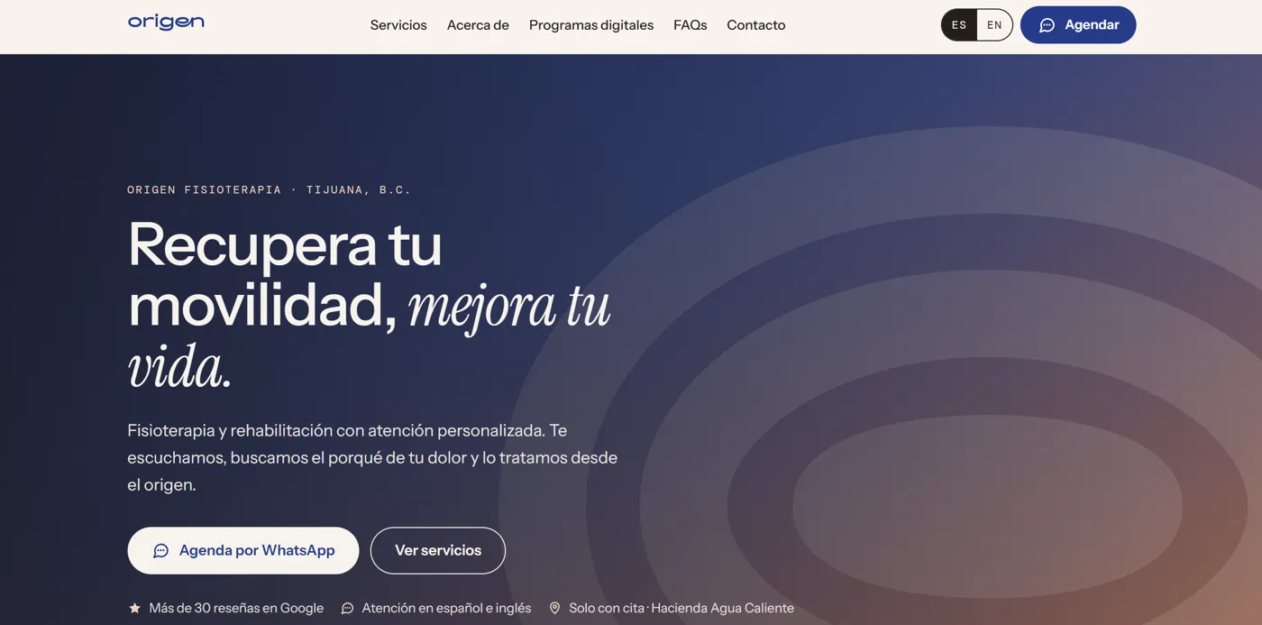 Origen Fisioterapia homepage